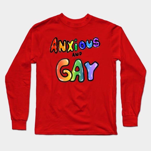 Anxious and gay Long Sleeve T-Shirt by ThePurplePigeon